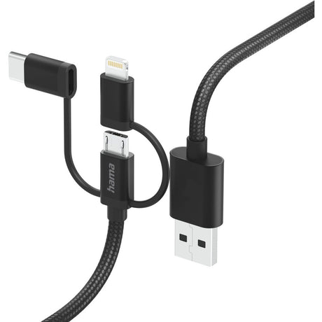 Hama 3IN1-Micro-USB-Cable w/ Adapter To USB-Type-C EN Lightning 1.5m Black