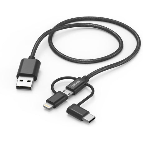 Hama 3IN1-Micro-USB-Cable w/ Adapter To USB-Type-C EN Lightning 1.5m Black - image 2 of 2