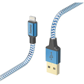 Hama USB-Cable Reflectief USB-A To Lightning 1.5 M Blue