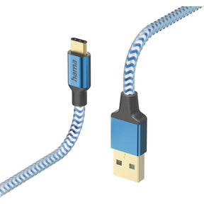 Hama USB-Cable Reflectief USB-A To USB-C 1.5 M Blue