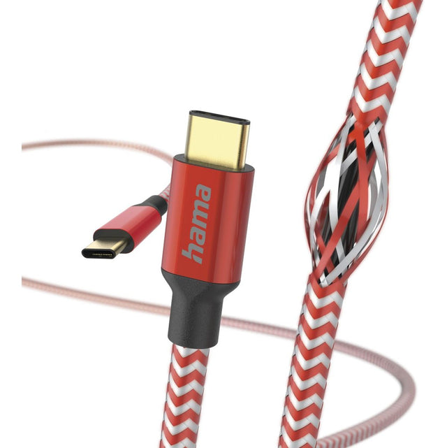 Hama USB-Cable Reflectief USB-C To USB-C 1.5 M Red