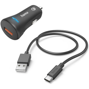 Hama Car Charger Set USB Type-C QC 3.0 19.5 Watt Black