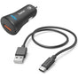 Hama Car Charger Set USB Type-C QC 3.0 19.5 Watt Black