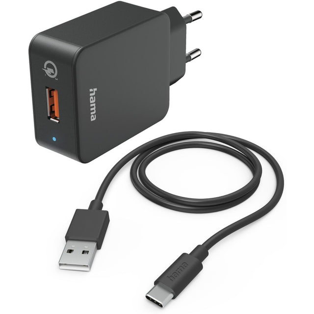 Hama Travel Charger Set USB-C QC 3.0 19.5 Watt Black