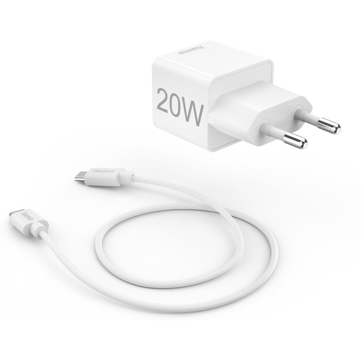 Hama Fast Charger w/ Charging Cable USB-C Mini-Charger PD 20W 1m White - image 3 of 5