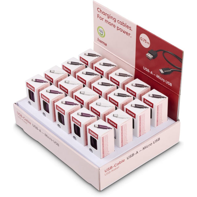 Hama Charging Cable USB-A - Micro-USB 0.75 M 20 PCs In Display