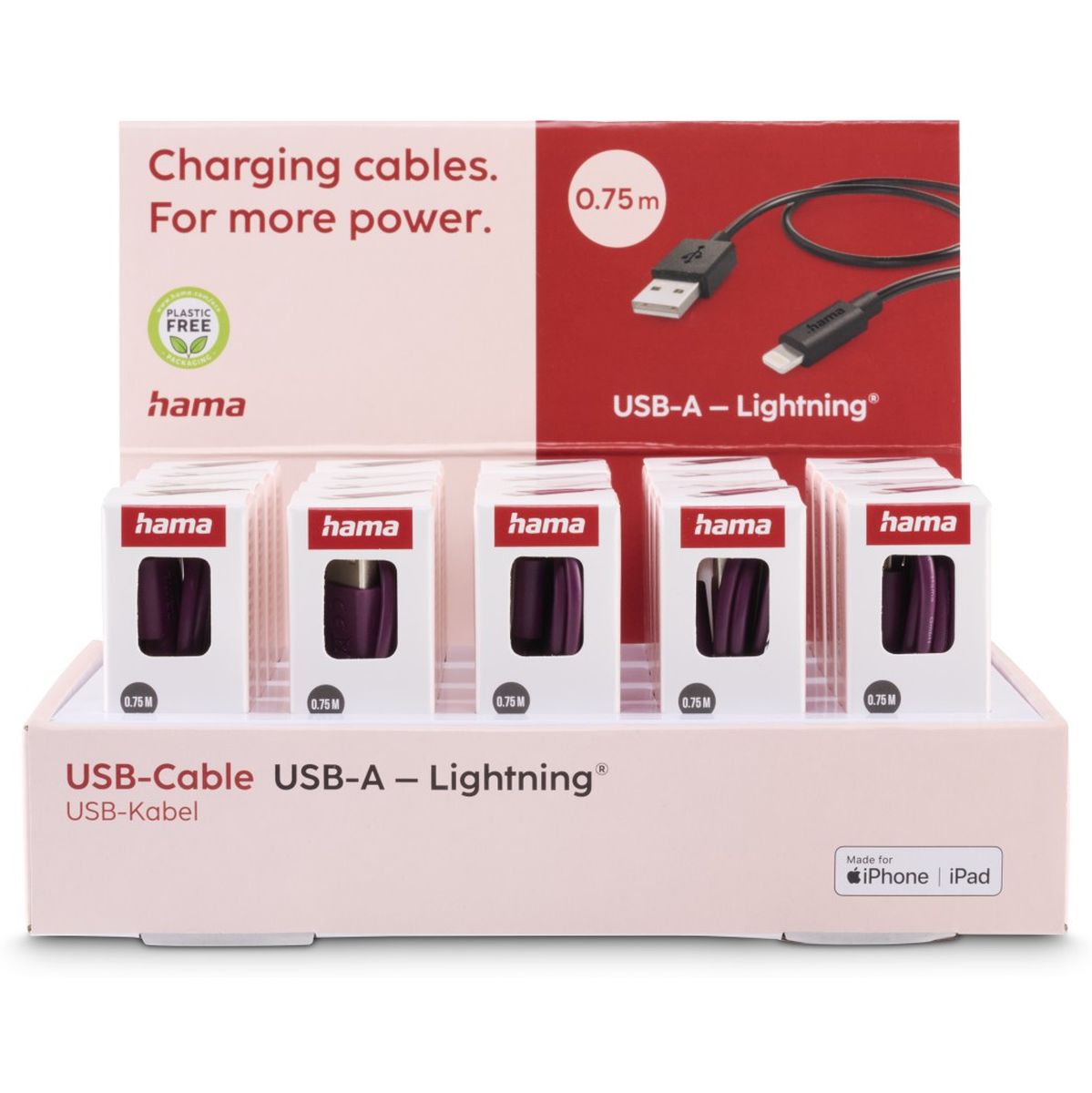 Hama Charge USB-A - Lightning 0.75 M 20 PCs In Display - image 2 of 4