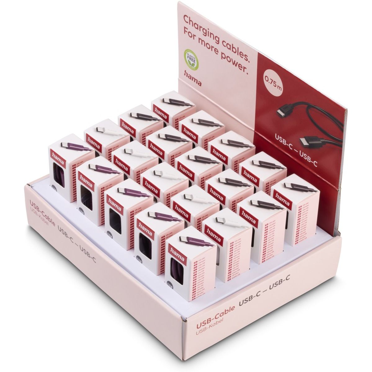 Hama Charging Cable USB-C - USB-C 0.75 M 20 PCs In Display