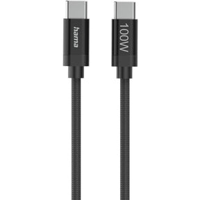 Hama Charging Cable Fabric USB-C - USB-C 100W 1.5 M Nylon Black