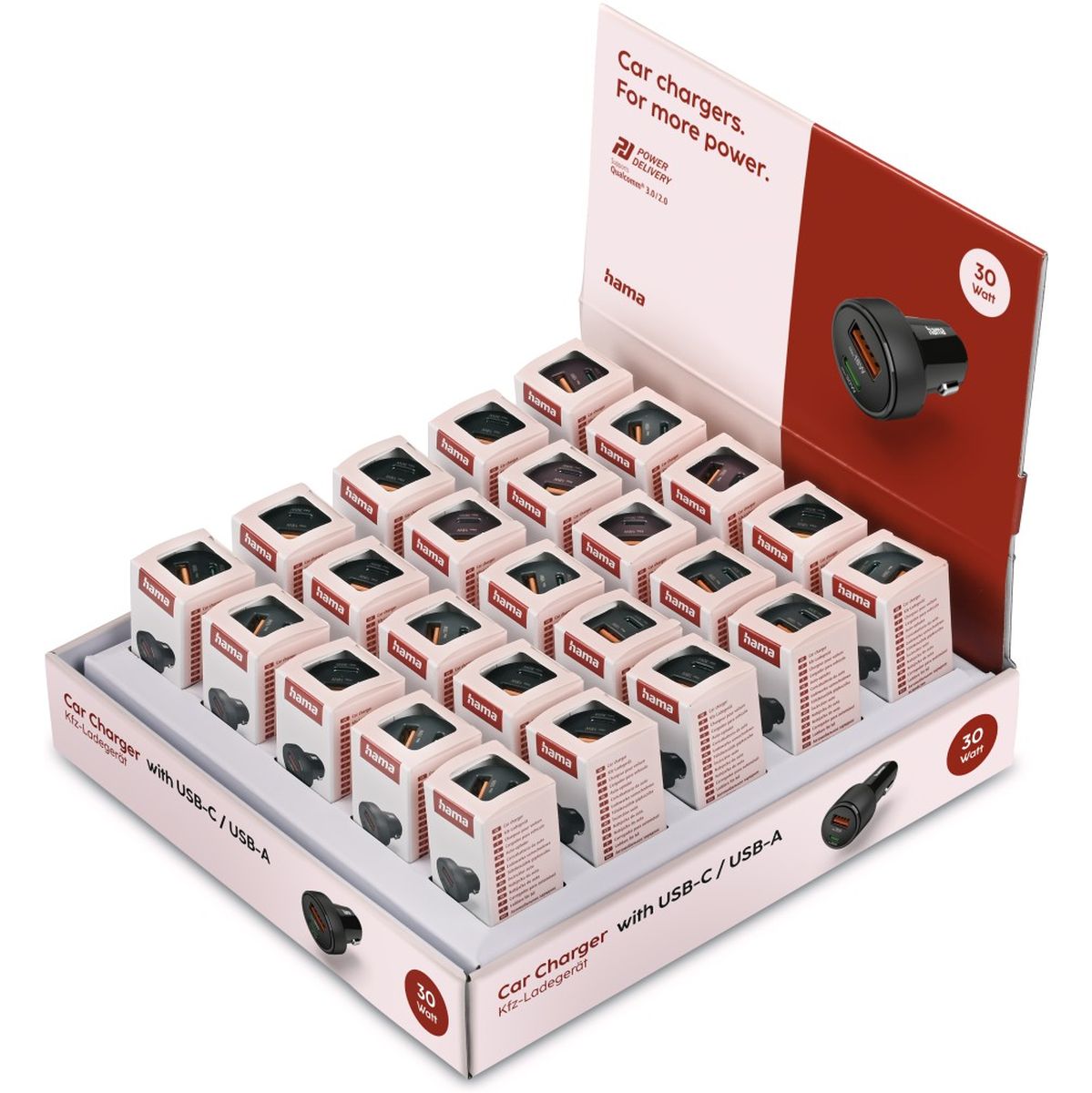 Hama Auto-Fast Charger 1X USB-C 1X USB-A PD 30 W 25 PCs In Display