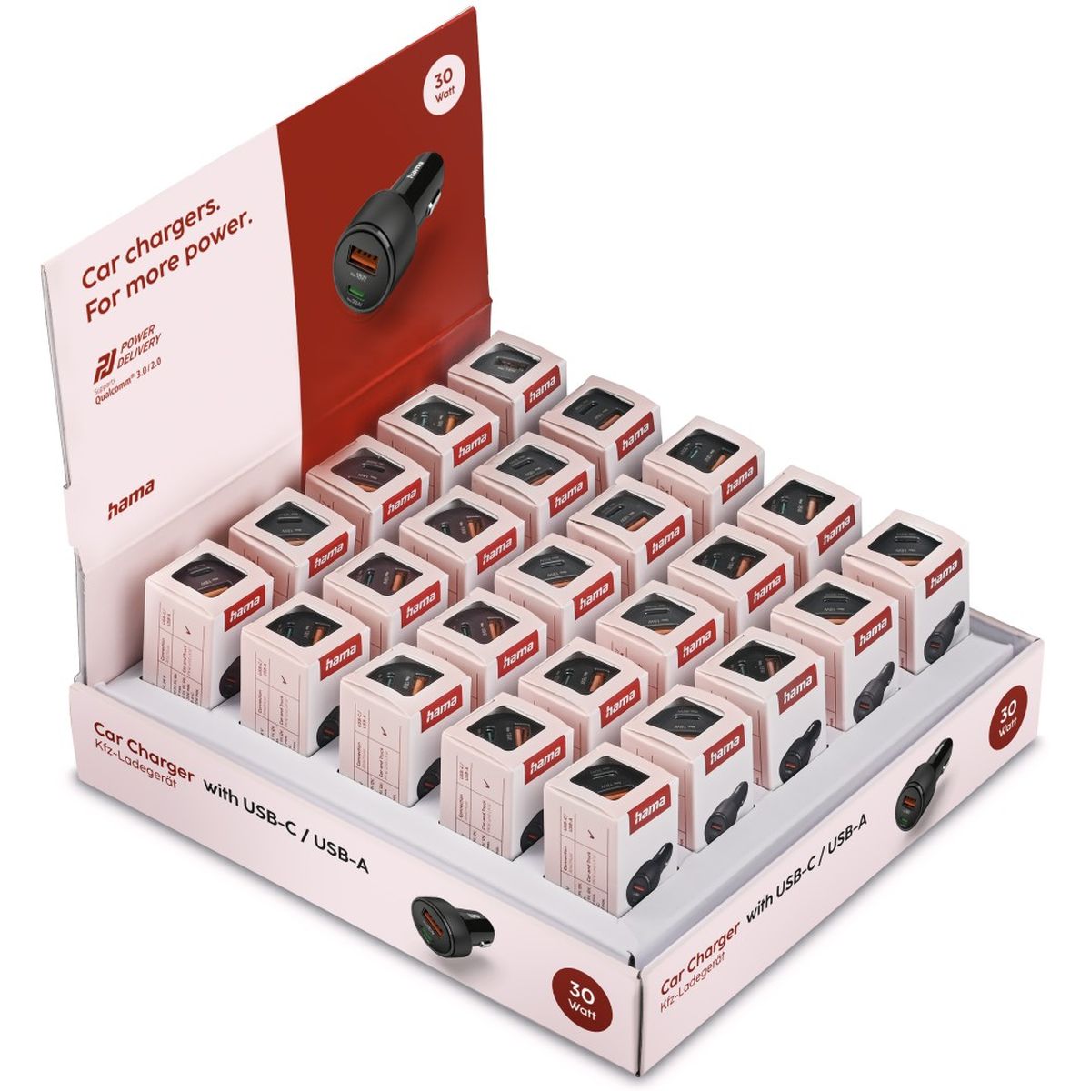 Hama Auto-Fast Charger 1X USB-C 1X USB-A PD 30 W 25 PCs In Display - image 3 of 4