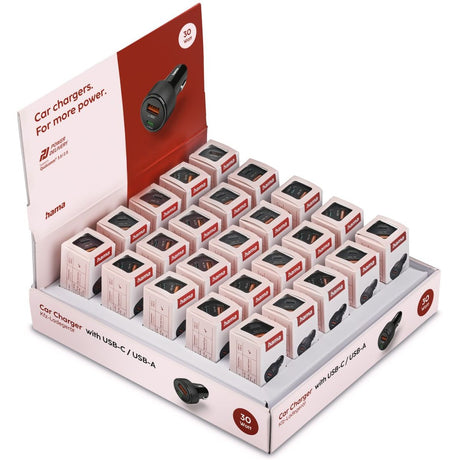 Hama Auto-Fast Charger 1X USB-C 1X USB-A PD 30 W 25 PCs In Display - image 3 of 4