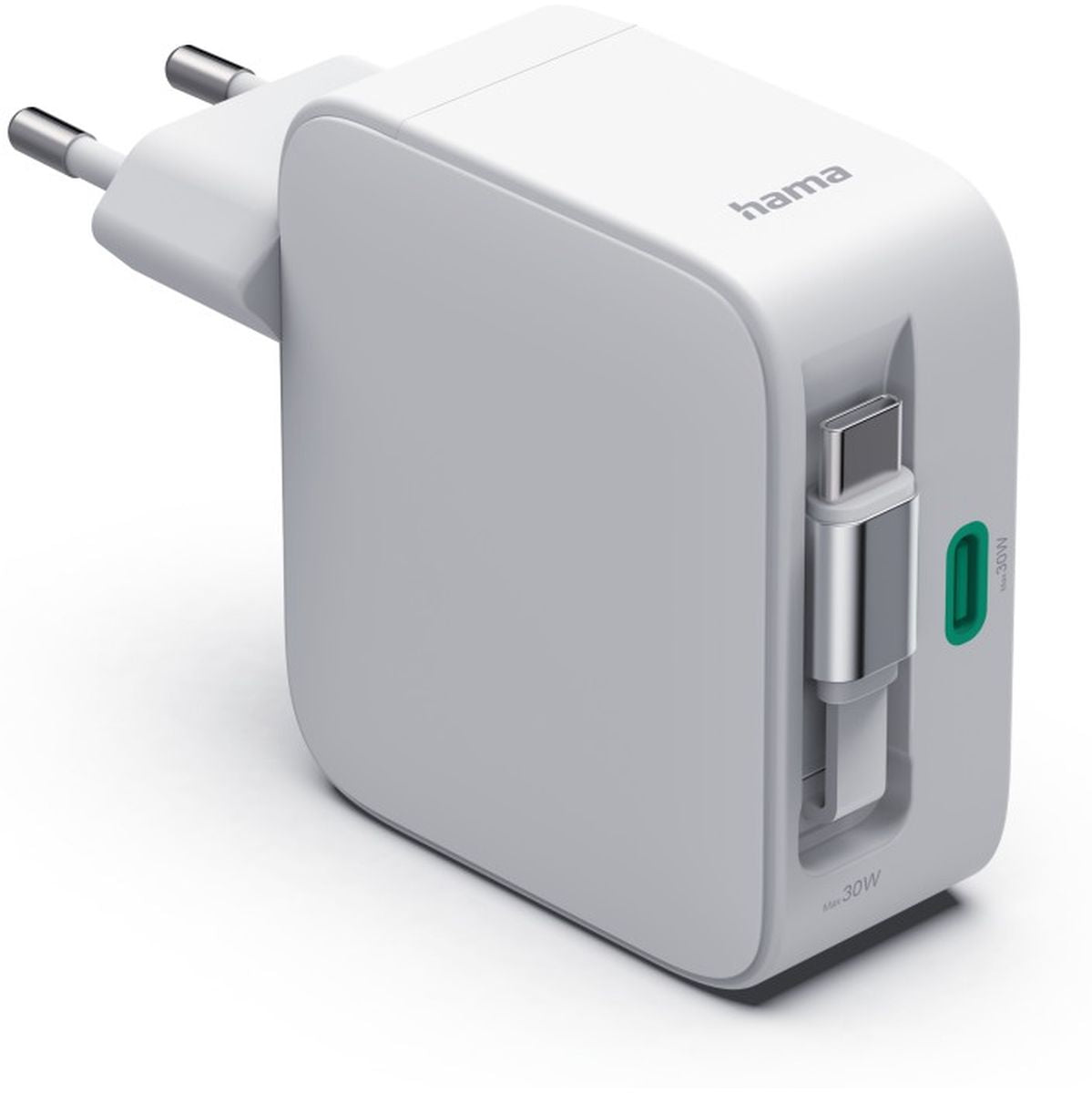 Hama Fast Charger Gan 2X USB-C Uittrekbare Charging Cable PD 30 W White - image 2 of 5
