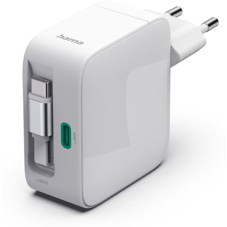 Hama Fast Charger Gan 2X USB-C Uittrekbare Charging Cable PD 65 W White