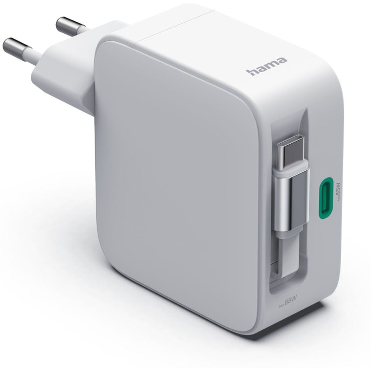 Hama Fast Charger Gan 2X USB-C Uittrekbare Charging Cable PD 65 W White - image 2 of 5