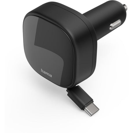 Hama Auto-Fast Charger 2X USB-C Uittrekbare Charging Cable PD 30 W Black