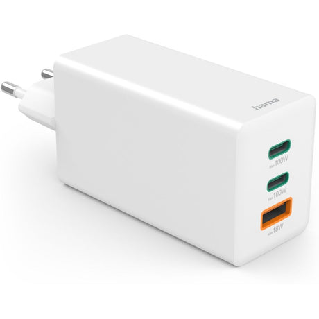 Hama Fast Charger Gan 2X USB-C PD 1X USB-A QC Mini-Charger 100 W White - image 2 of 5