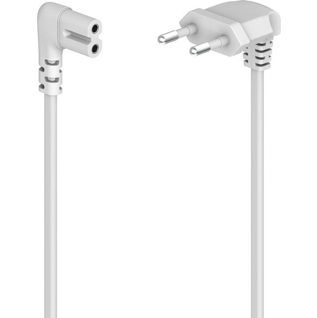 Hama Power Cord Aan Both Sides Angled Euro-Plug Double Groef/C7 5 M White