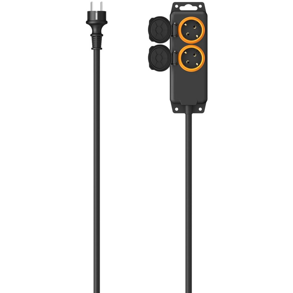 Hama Power Strip 2-FOLD For Outside IP44 Wall Mounting 2 M Black - image 2 of 4