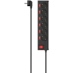 Hama Power Strip 6-FOLD Overvoltage Protection Ind Switchable 1.4 M Black