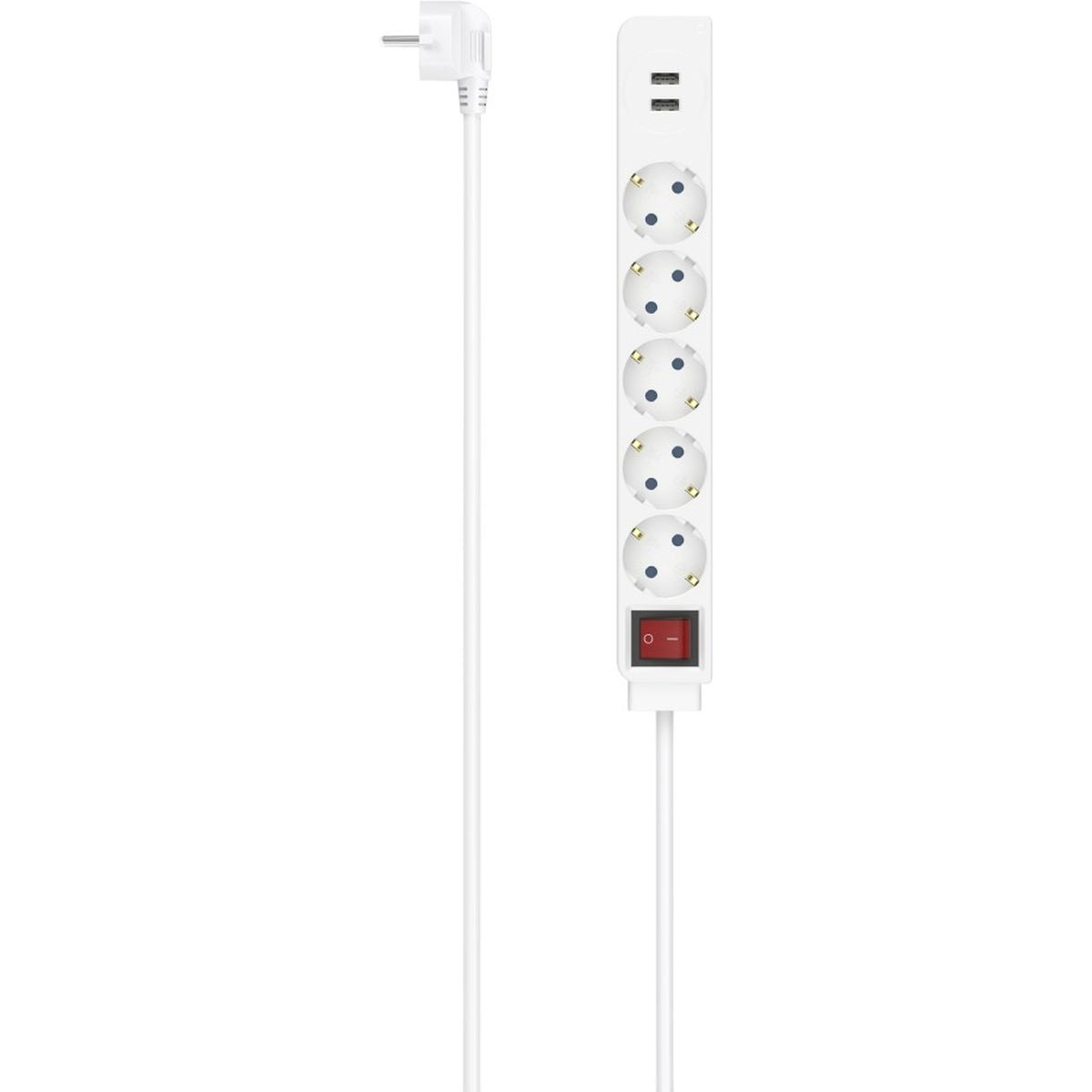 Hama Power Strip 5-FOLD USB-A 17W Switch 1.4 M White