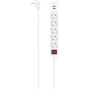 Hama Power Strip 5-FOLD USB-A 17W Switch 1.4 M White