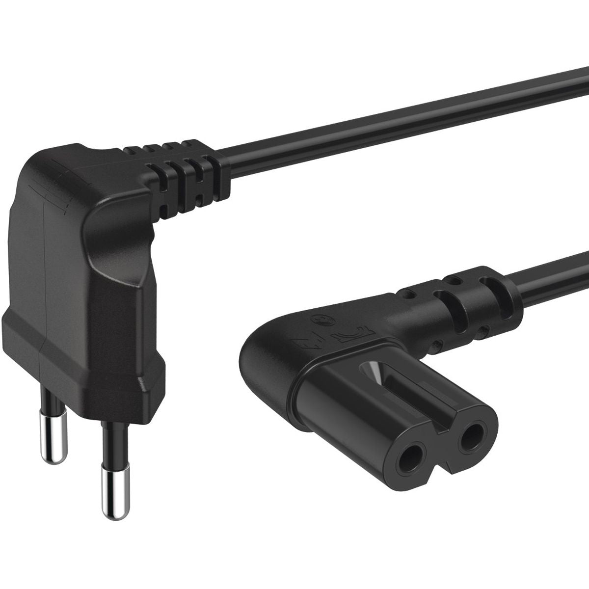 Hama Power Cord Aan Both Sides Angled Euro-Plug Double Groef/C7 3 M ZW. - image 2 of 4