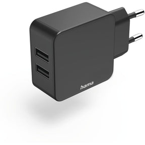 Hama 2-Voudige-Charger USB-A-Netadapter 2X 2.4 A Uni Adapter 12 W Black