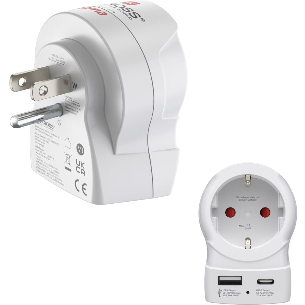 Hama Travel Adapter EU To Us 1X USB-A 1X USB-C (PD) 20 W