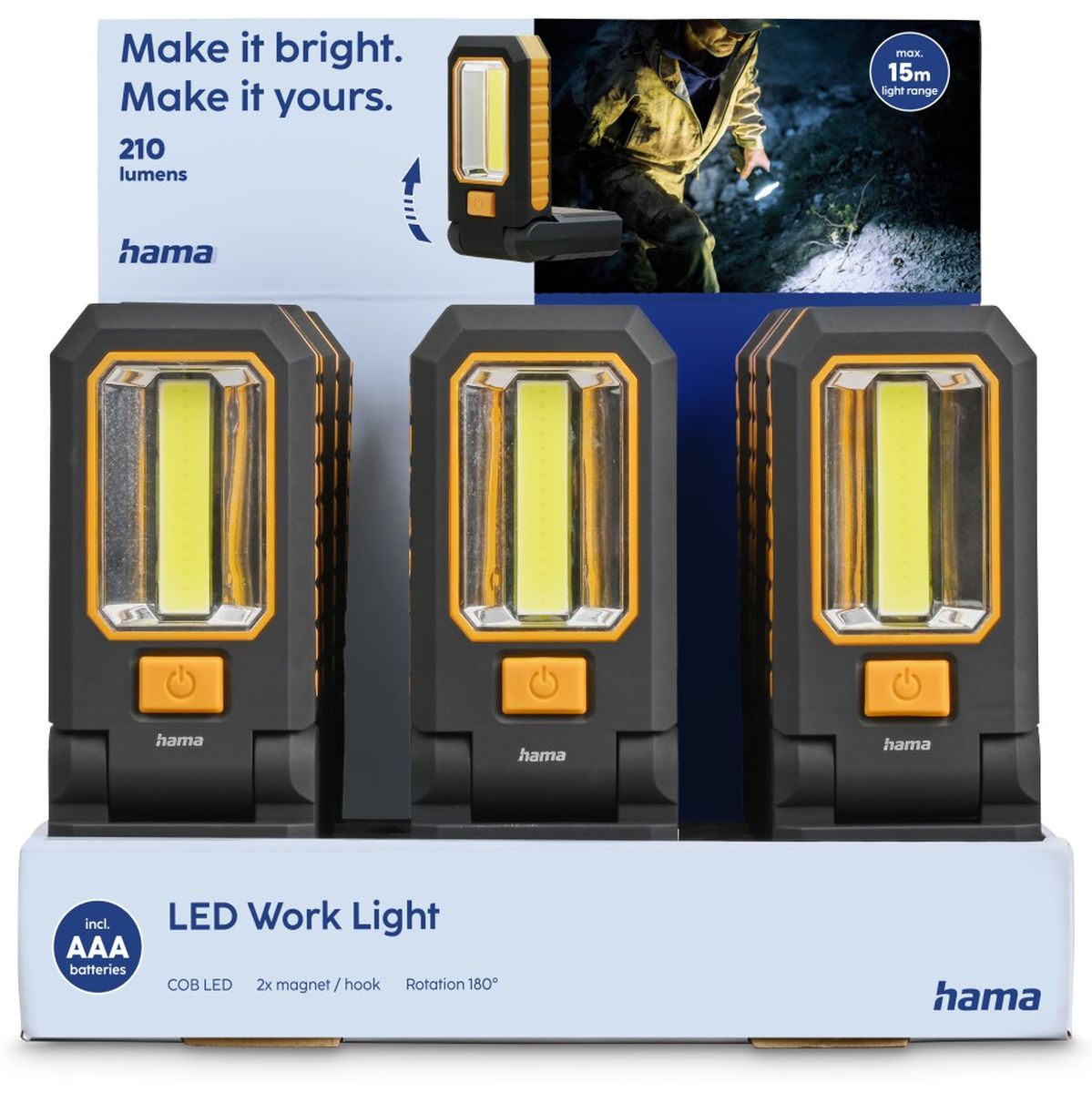 Hama LED-Werklamp W210 Batteries Magnet Haak 15 ST/Display - image 2 of 4
