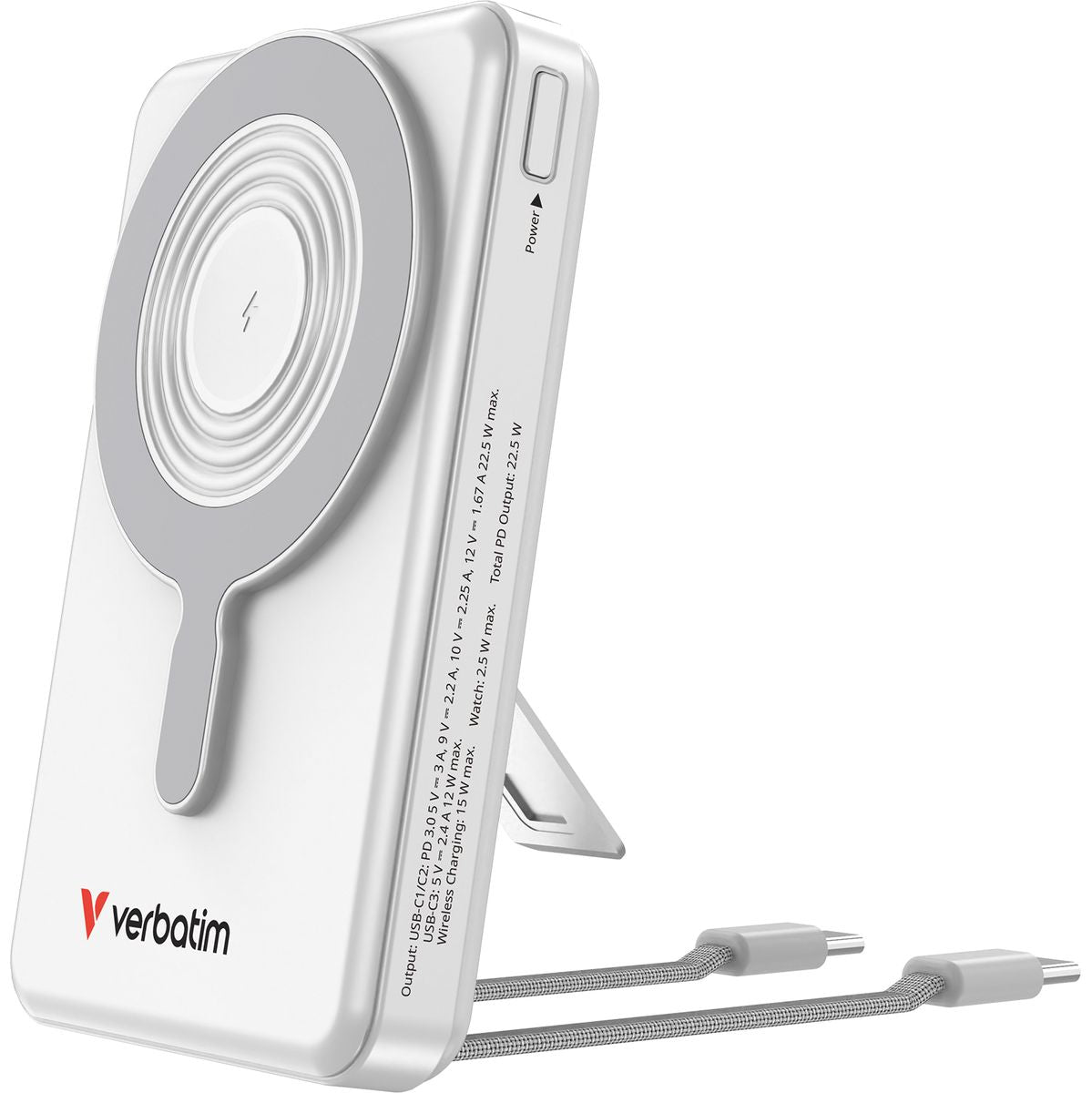 Verbatim 32273 PowerBank Magnetic Wireless 10000 mAh C+C Display Silver