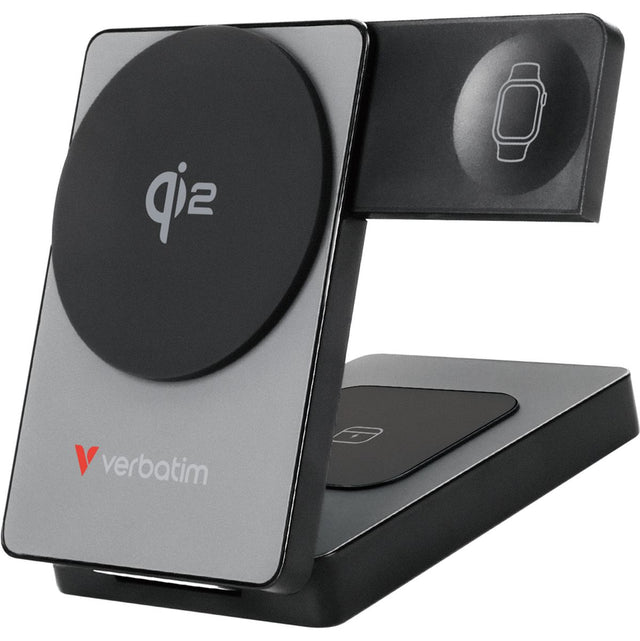 Verbatim 32294 Foldable 3-IN-1 Qi2 Magnetic Wireless PowerBank 5000 mAh Grey