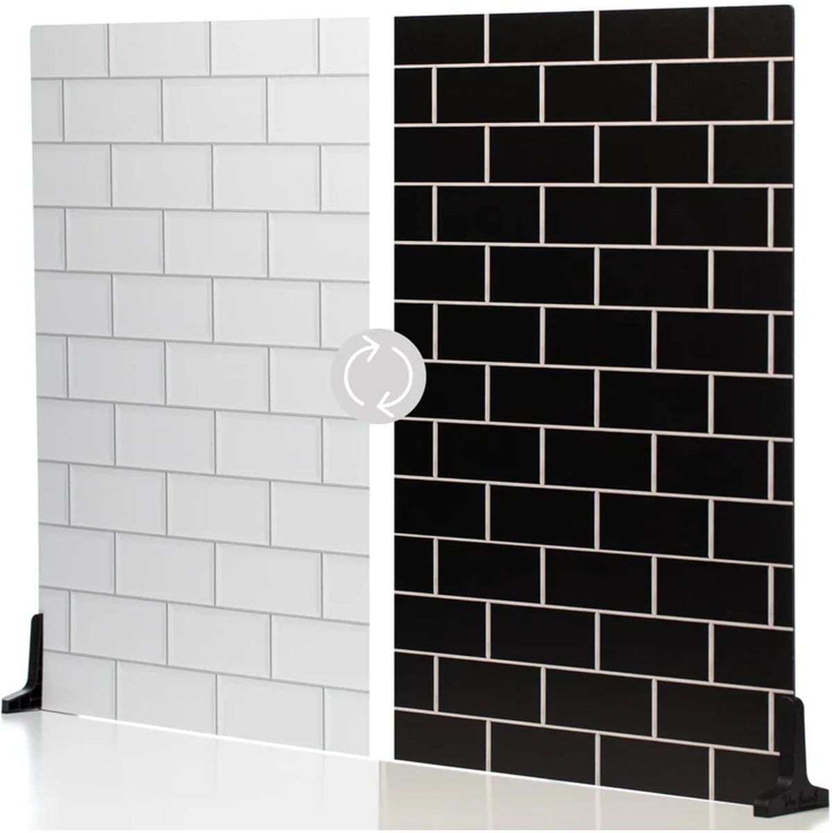 V-Flat World White Subway Tile/Ebony Subway Tile