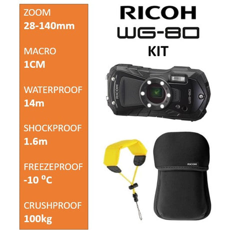 Ricoh WG-80 Black KIT + Floating Strap + Neoprene Case - image 2 of 2