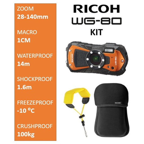 Ricoh WG-80 Orange KIT + Floating Strap + Neoprene Case - image 2 of 2