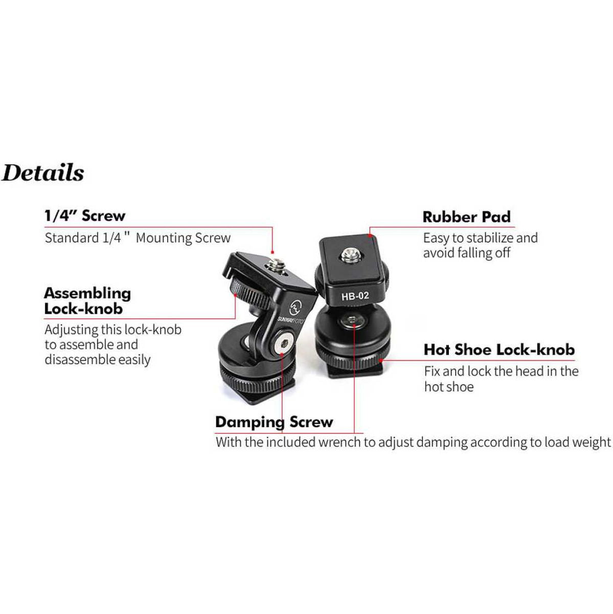 Sunwayfoto Hot Shoe Tilt Head HB-02