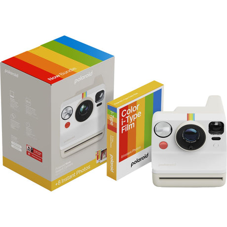 Polaroid Now Gen 3 Pebble White + Colour Film Bundle (8 Photos)