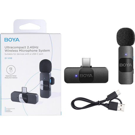 Boya BY-V10 V2.0 Wireless Microphone For USB-C 1X Transmitter + 1X Receiver