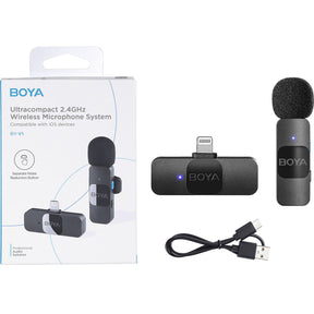 Boya BY-V1 V2.0 Wireless Microphone For Lightning 1X Transmitter + 1X Receiver