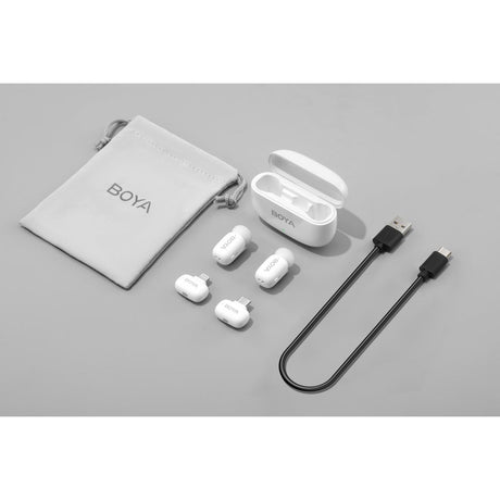 Boya MINI-13 - 2.4 GHz Ultra-Mini Wireless Microphone (White) - 2TX + 2RX - image 2 of 5