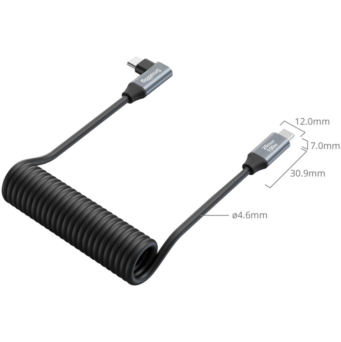 SmallRig 4792 USB-C (Straight) To USB-C (Angled) Coiled Data Cable - image 3 of 5