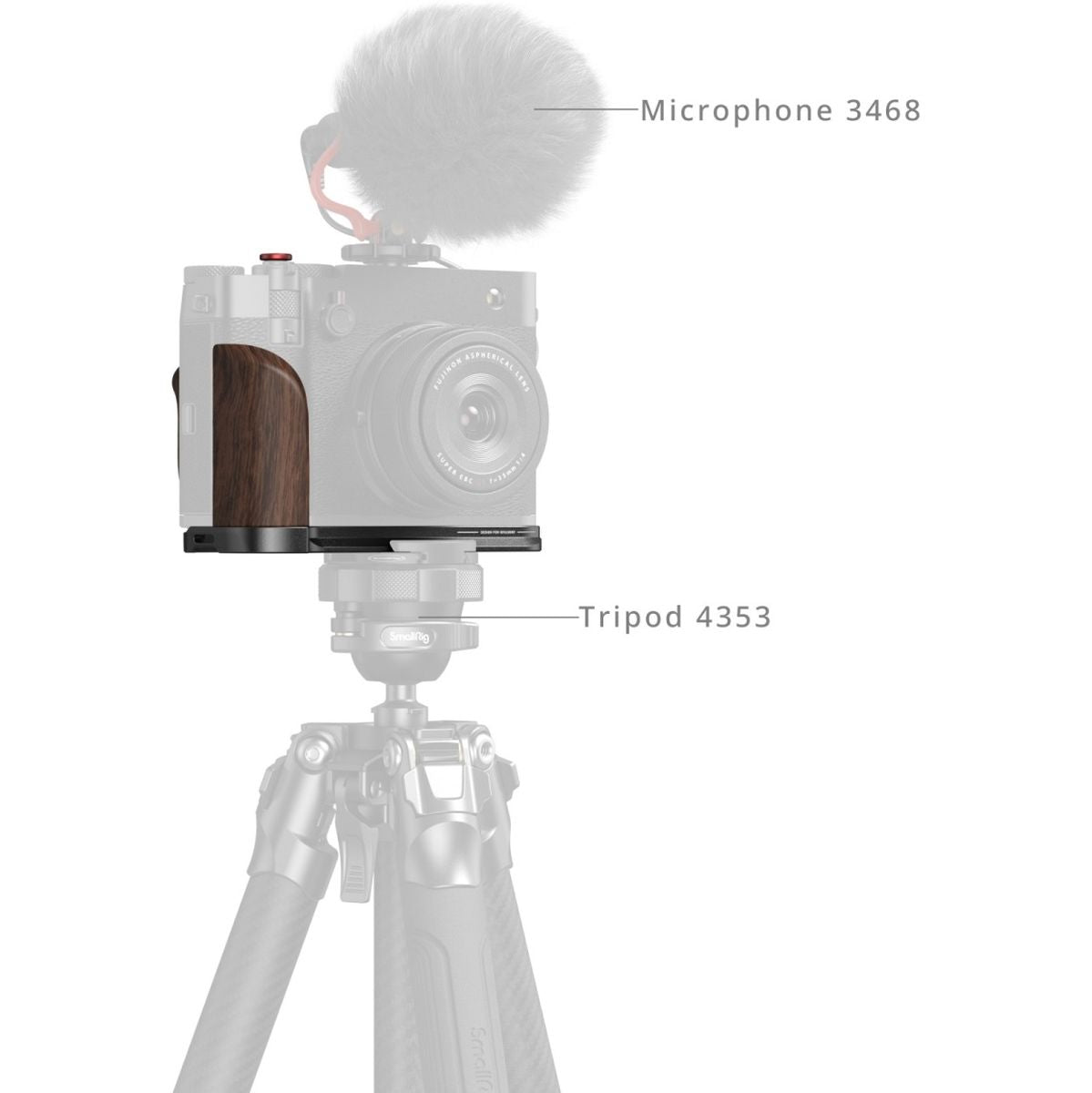 SmallRig 5266 L-Shape Mount Plate w/ Wooden Handle For Fujifilm GFX100RF (Black) - image 4 of 5