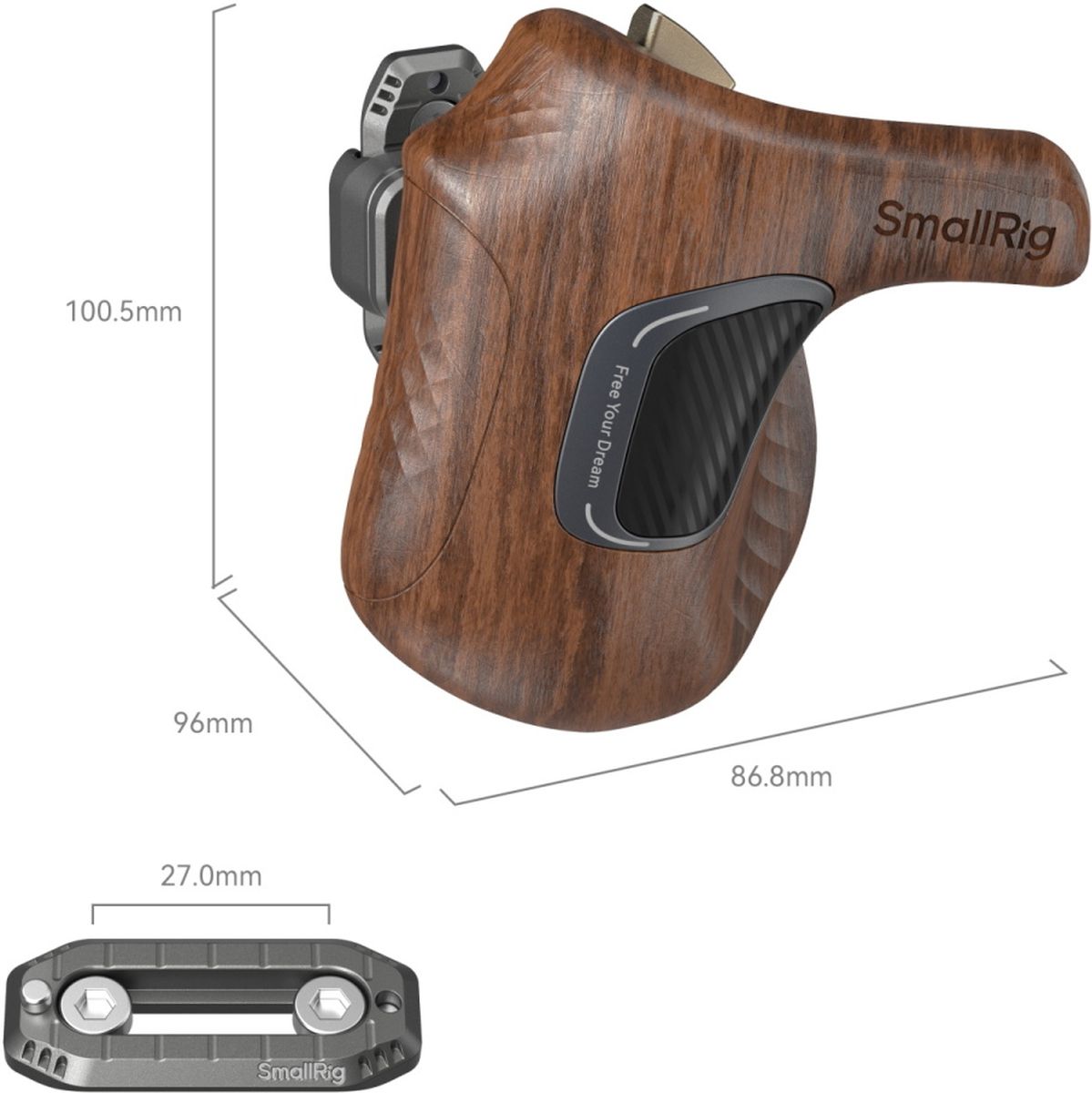 SmallRig 5161 Imagegrip Series Wooden Handle w/ Nato Clamp (Left Side) - image 2 of 5