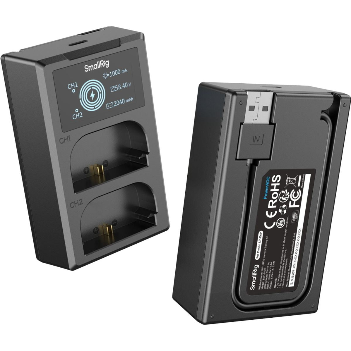 SmallRig 5409 Camera Battery X2 And Charger Kit For Canon LP-E6P