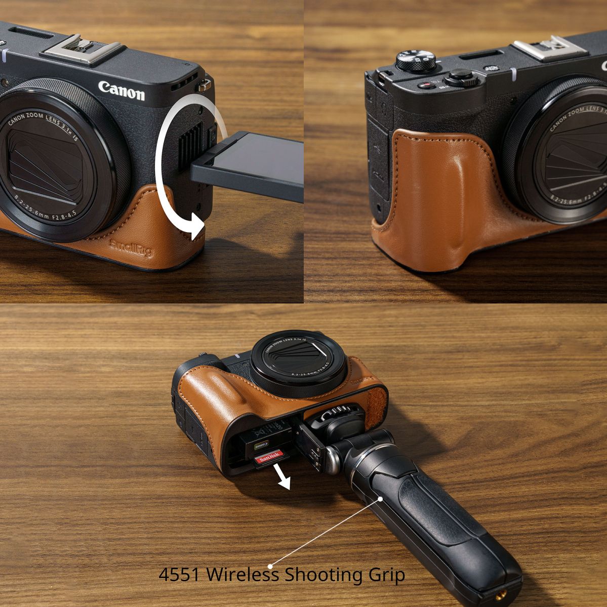 SmallRig 5385 Leather Case Kit For Canon PowerShot V1 (Brown)