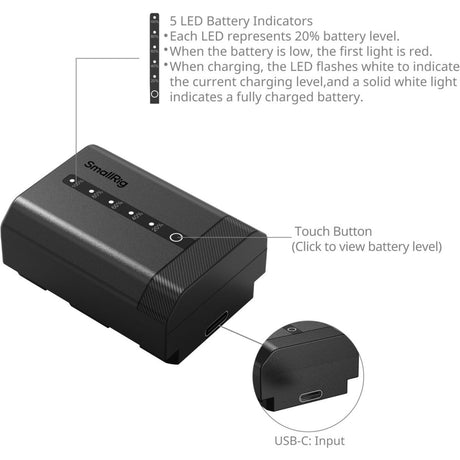 SmallRig 297 USB-C Camera Battery w/ Power Display For Sony NP-FZ10 - image 5 of 5