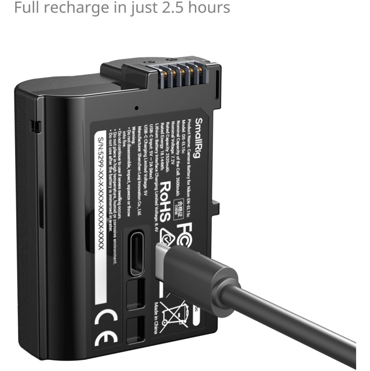 SmallRig 5299 USB-C Camera Battery w/ Power Display For Nikon EN-EL15C - image 3 of 5