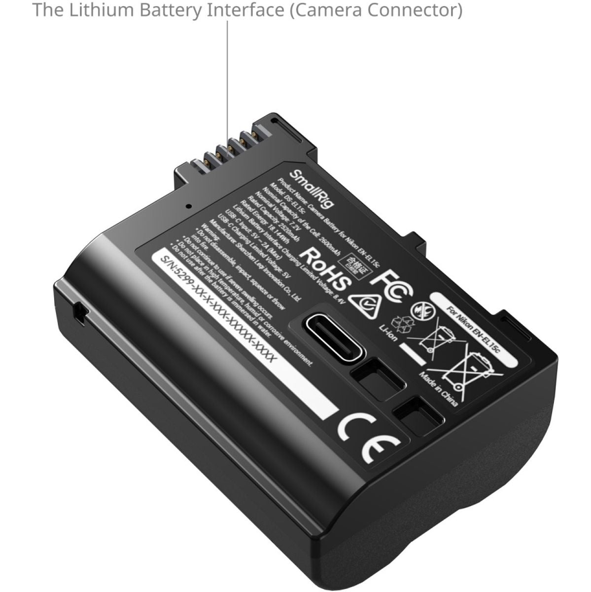 SmallRig 5299 USB-C Camera Battery w/ Power Display For Nikon EN-EL15C - image 5 of 5