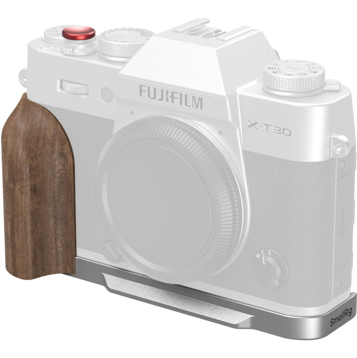 SmallRig 5667 L-Shaped Mount Plate w/ Wooden Handle For Fujifilm X-T30 (Silver)