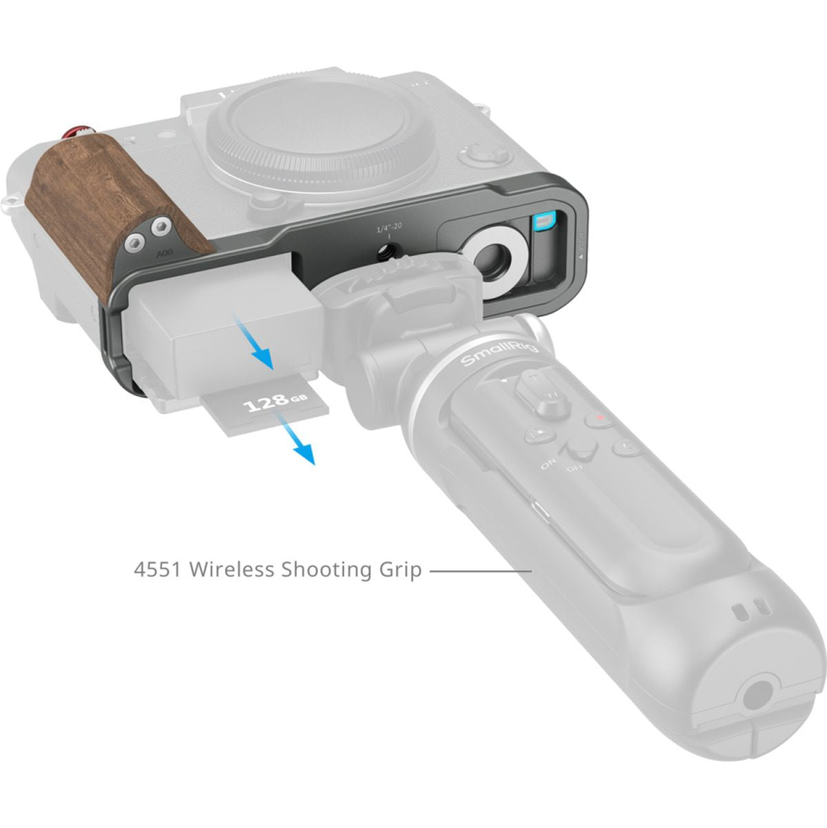 SmallRig 5668 L-Shaped Mount Plate w/ Wooden Handle Fujifilm X-T30 (Charcoal) - image 3 of 5